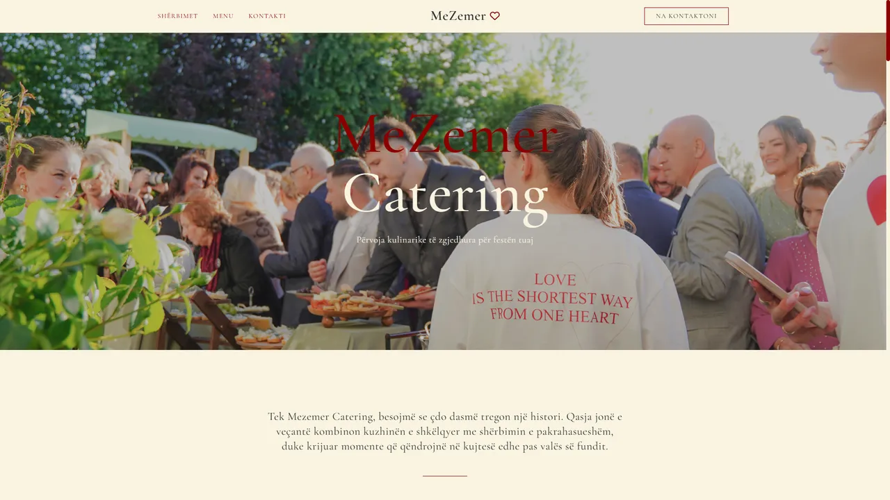 Pamje e webfaqes së MeZemër Catering për dasma dhe evente